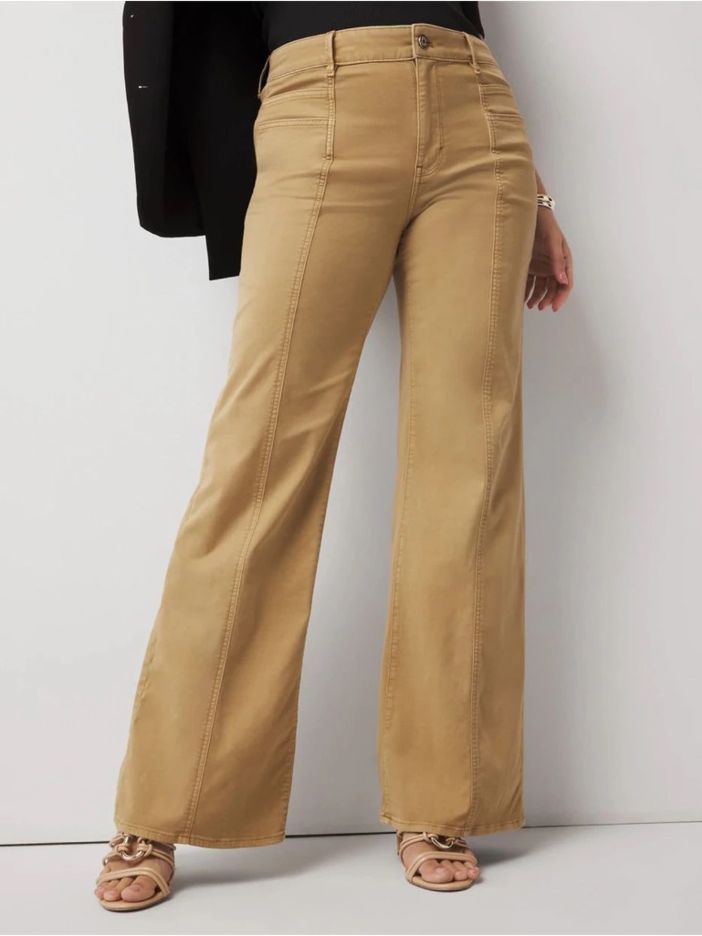 White House Black Market High-Rise Pret Double Pocket Wide-Leg Pants – Khaki 10